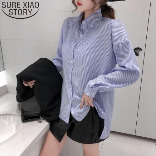 Casual Long Sleeve Office Lady Shirt Fashion Striped Shirt Women Loose Tops Elegant Spring Chiffon Blouse Feminina Tops 7982 50