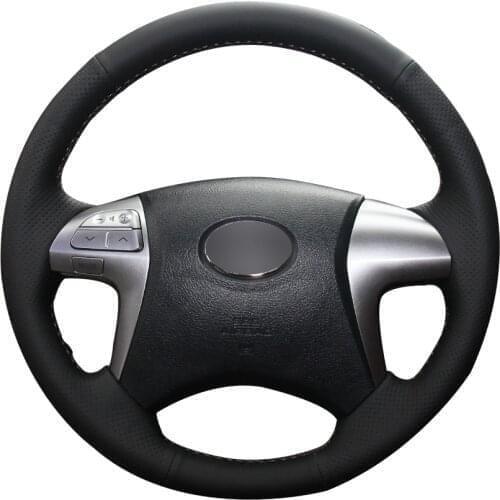 Hand-stitched Black PU Faux Leather Car Steering Wheel Cover for Toyota Fortuner 2011-2015 Hilux 2011 2012 2013 2014 2015