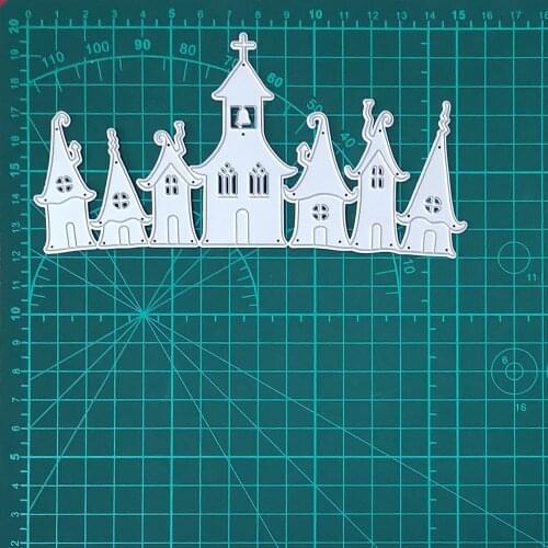 A Row of House / Castle Metal Cutting Dies For Stamps Scrapbooking Stencils DIY Paper Album Cards Decor Embossing 2020 New
