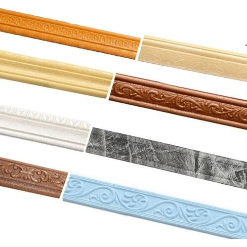 3D Foam Wall Edge Strip Stickers Self Adhesive Waterproof Baseboard Corner Waist Line Sticker Wallpaper Border Home Decorations