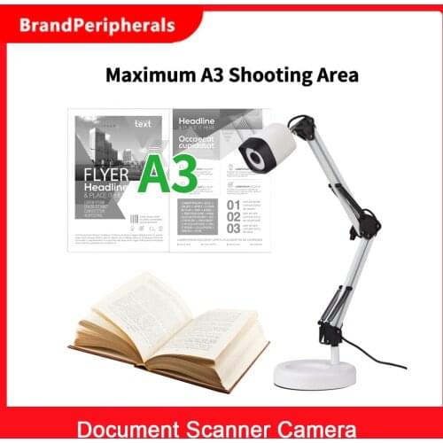 2 in 1 Document Scanner Camera & Webcam with Auto-Focus and LED Supplemental Light 8M HD A3 Scan Size for Online Teaching