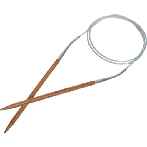 DoreenBeads Natural Bamboo & Stainless Steel Circular Knitting Needles Knitting Accessory Needle Knit 81cm Long,1 Pair