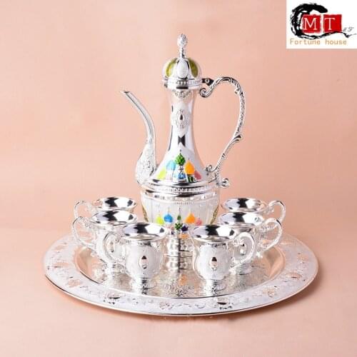 Sterling Silver Wine Warm Hip Flask Handmade Hip Flask Chinese Style Hip Flask Set Silver Glass Hip Flask Set Shot Glasses Set