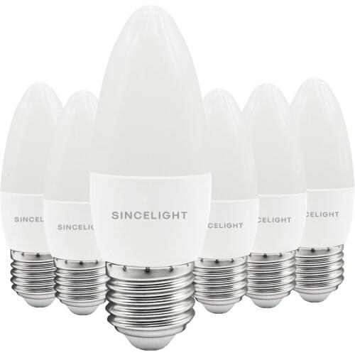 E27 LED Candle Light Bulb ( B35 / Frosted / 5 Watt / 500 Lumens / 50W Equivalent / Non-Dimmable / Small Edison Screw )