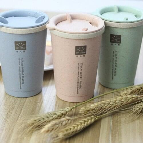 FAROOT 300ml Thermos Vacuum Cup Travel Outdoor School Coffee Flask Water Bottle Mug Wheat Straw Double-layer Mugs