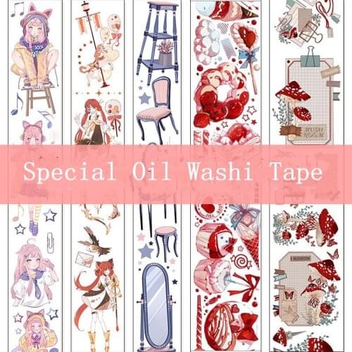 Vintage Mushroom Girls Washi Tapes Bullet Journal Masking Tape Adhesive Tape DIY Scrapbooking Decoration Washi Stickers