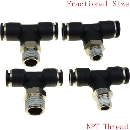 Air Pneumatic Push In Fitting Male Branch Tee Connector For Tube OD 1/4" 5/16" OD * 1/8" 1/4" Male NPT