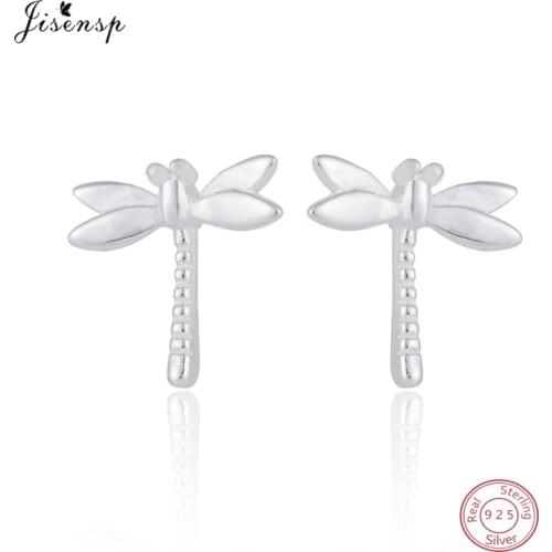 Jisensp Real 925 Sterling Silver Vivid Dragonfly Earrings Cute Animal Stud Earrings for Woman Mothers Day Gift oorbellen brinco