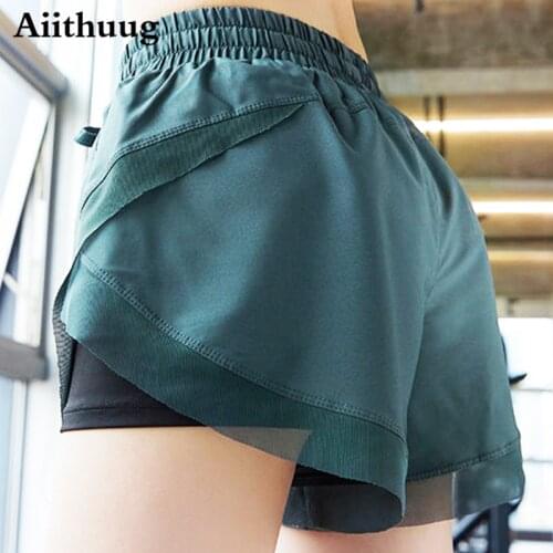 Aiithuug Womens Running Shorts Gym Athletic Quick-Dry Shorts 2 In 1 Drawstring Workout Yoga Shorts for Women Sports Pants