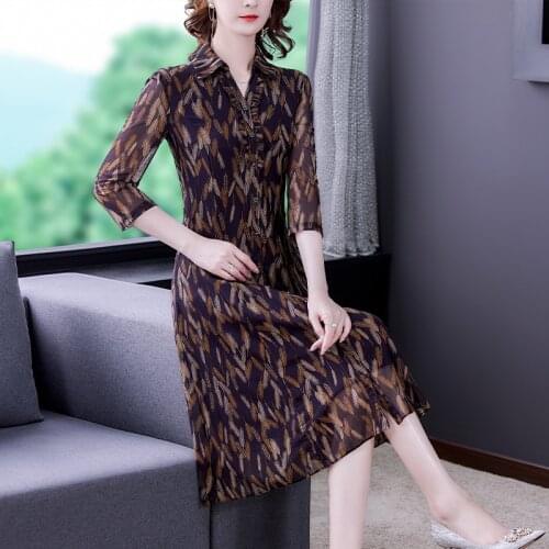 Summer Vintage Print Mulberry Silk Beach Midi Dress Women Casual 5XL Plus Size Chiffon Shirt Dress 2021 Bodycon Party Vestidos