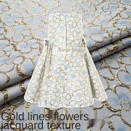 Pastoral small fresh gold silk flower jacquard dress fabric high-end dress childrens clothing brocade fabric spring and summer