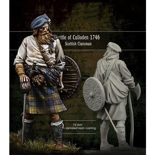 1/24 75MM Battle of Culloden Officer Scottish Clansman 75MM toy Resin Model Miniature resin figure Unassembly Unpainted