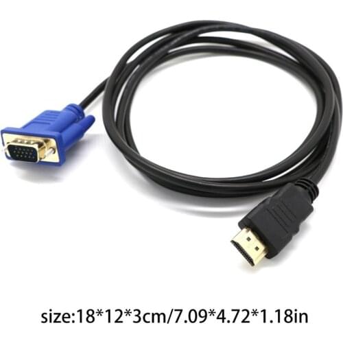 1M HDMI-compatible To VGA D-SUB Male Video Ad Ter Cable Lead For TV PC Computer Durable Video Ad Ter Cable
