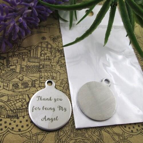 20pcs--"Thank you for being My Angel"stainless steel charms 5 styles for choosing DIY Charms for necklace bracelets