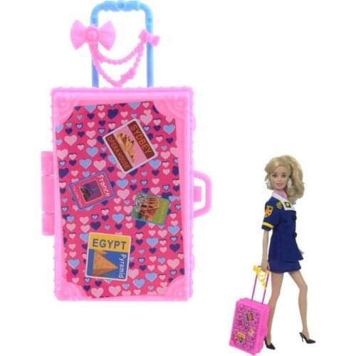 2021 New Fashion Travel Suitcase Doll Accessories Kids Toys Luggage for barbie Doll