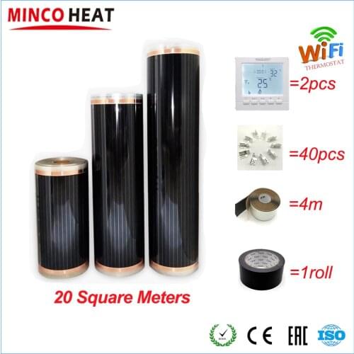 20m2 Carbon Warm Floor Linoleum Infrared Film With Accessories with Intelligent Wifi Thermostat Clamps
