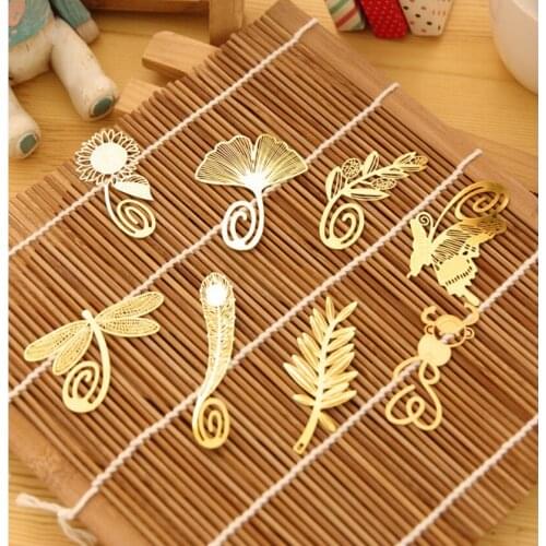 3PCS Golden Classic Leaf Kids b3 s Metal Bookmark