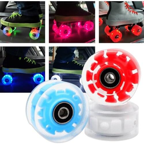 8pcs Flashing Roller Skating Roller Sliding Skates Skateboard PU Wheels with Bearing Core Universal Durable Replacements