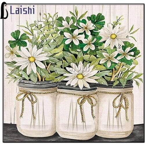 DIY diamond painting Chrysanthemum jar Full Drill Diamond Embroidery Cross Stitch Mosaic Craft Kits Home Decor Christmas Gift