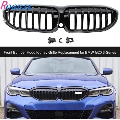 1Pair/2PCS Car Styling Gloss Black Front Bumper Hood Kidney Grille Racing Grille Replacement for BMW G20 3-Series