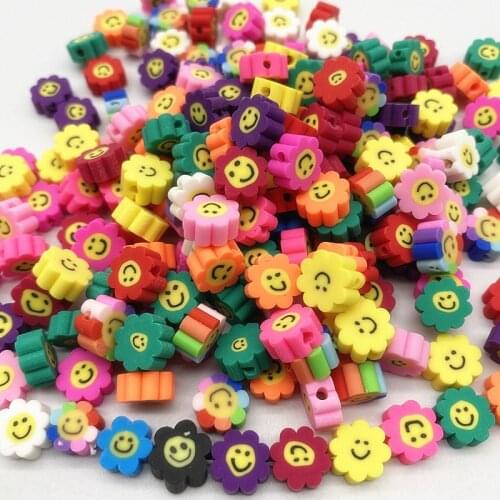 New 30pcs/Lot 10mm Sunflower Shape Clay Spacer Beads Polymer Clay Beads For Jewelry Making DIY Handmade Accessories