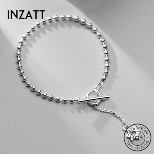 INZATT Real 925 Sterling Silver Bead Chain Star Pendant Bracelet For Fashion Women Party Round Fine Jewelry Accessories Gift