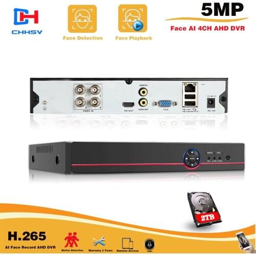 CHHSV 4CH 5MP H.265 Super CCTV XVR AHD NVR DVR Digital Video Recorder for AHD CVI TVI Analog IP Surveillance Security Camera