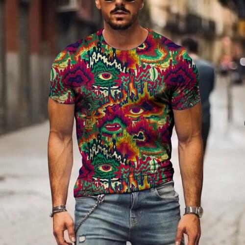 New Mens T-shirt 3D Printed Casual T-Shirt Hip-Hop Style Large Size T-Shirt Summer Short Sleeve Tops