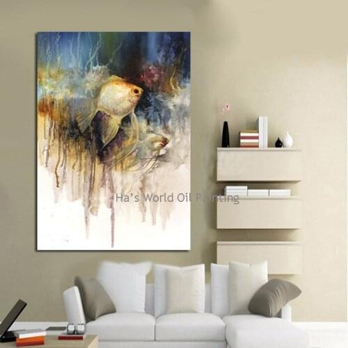 Canvas Painting Modern Cuardros decor Fish Oil Painting Wall Poster Art Home Decoration Cheap Modern Canvas Art Wall Pictures