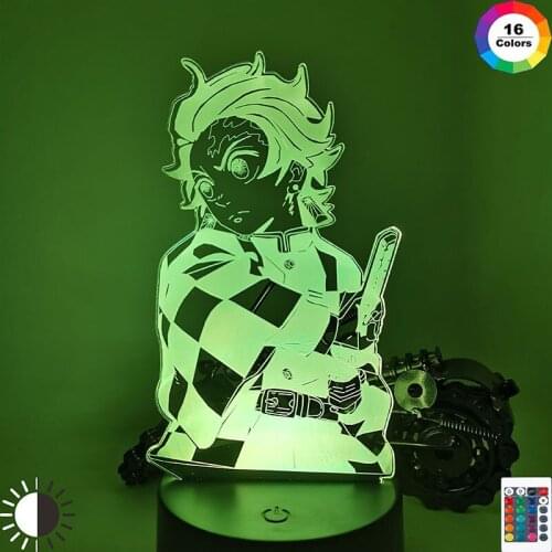 Kimetsu No Yaiba Tanjiro Kamado Figure 3d Night Lamp for Child Bedroom Decor Nightlight Kids Led Night Light Demon Slayer Gift