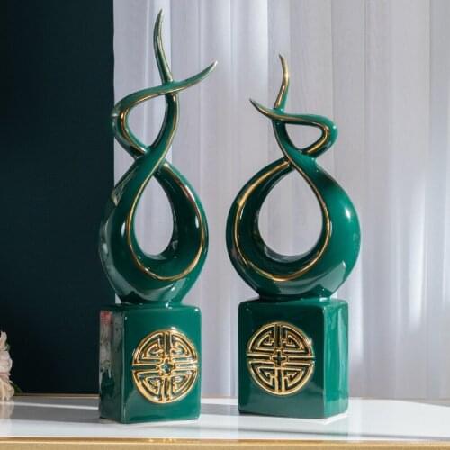 Chinese Fengshui White Green Ceramic Adornments Home Livingroom Desktop Furnishing Crafts Bookcase Store Accessories Decoration