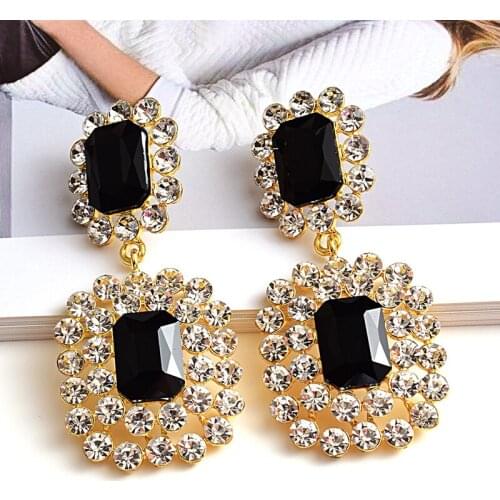 Classic Charm Rhinestone Big Drop Earrings For Women Fashion Trendy Crystal Earrings Jewelry Brincos Girls Wholesale