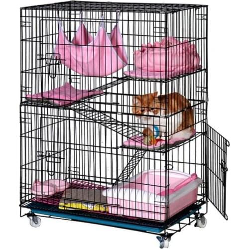 Cat Cage Household Double Folding Cat Cage Oversized Free Space Cat Cage Villa Clearance Indoor Three-Story Cat House