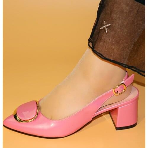 Nice looking wine women pumps with metal decoration african dress shoes for party V8107-1,heel 5CM