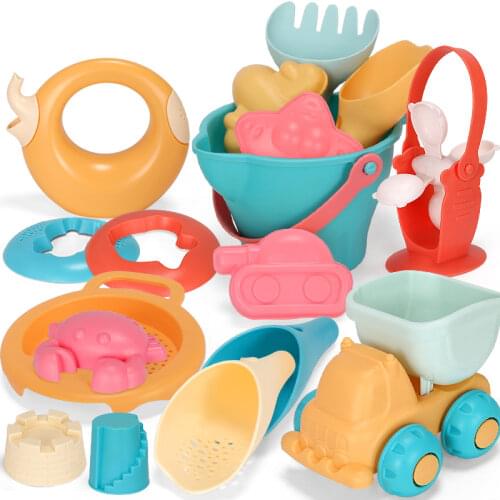 Summer Soft Baby Beach Toys Kids Mesh Bag Bath Play Sandbox Set Beach Party Sand Water Bucket Cart Molds Tool Game