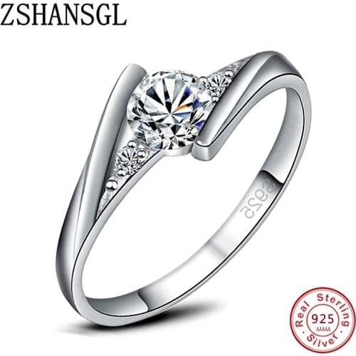 Cute Female Small Zircon Stone Ring Silver color Wedding Jewelry Promise Engagement Rings For Women 2019 Valentines Day Gifts