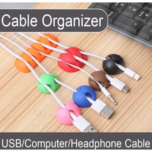 Mobile Phone Cable Organizer USB Cable Management Clips Soporte Cables Cabo Organizator Silicon Protector Stand Free Shipping