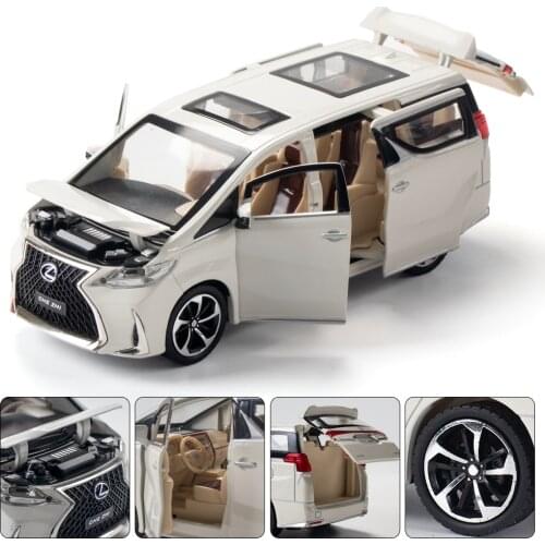 2021 1:24 High Simulation Lexus LM300H Diecast Alloy Car Model Sound Light Boy Toys 6 Doors Can Open Children Gift Collection