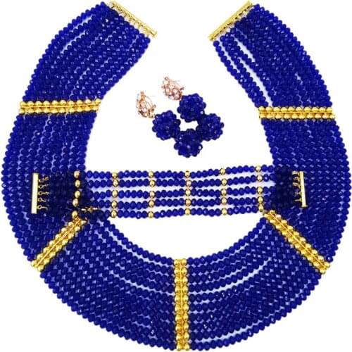 Fashionable royal blue african necklace nigerian wedding set CHK-05