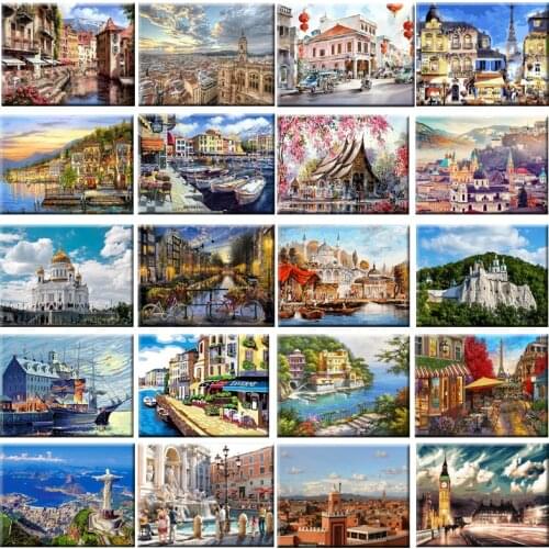 40x50cm DIY Framed Oil Painting By Numbers Landscape Pictures Canvas Painting For Living Room Wall Art Home Decor