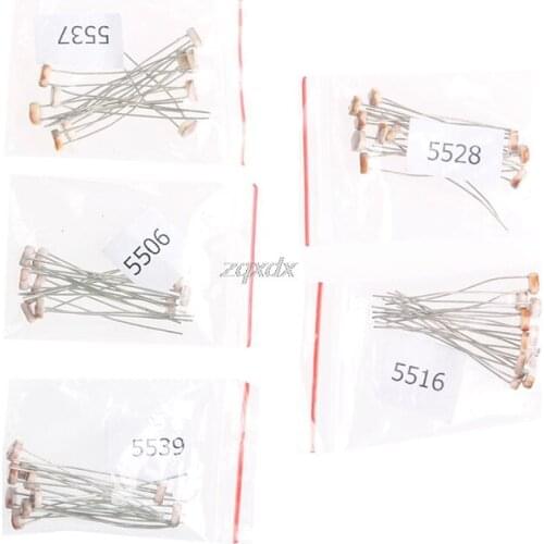 5 TypesX10 Pcs Photoresistor Kit Dependent Light Resistor LDR Pack R09 Whosale&DropShip