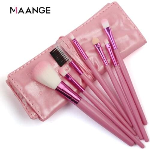 MAANGE 7PCS Makeup Brushes Sets Powder Foundation Eyeshadow Blusher Professional Beauty Make Up Candy Cosmetic Tool with Bag
