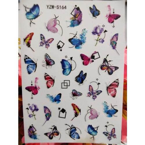 Stickers for Nails 3D Colorful Butterfly Flowers Nail Designs Adhesive Manicure Sliders Decals Art Decorations Accessories