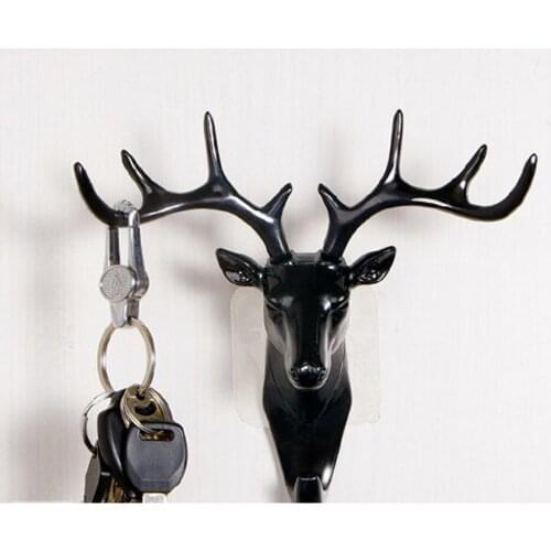 Wall Hanging Hook Deer Head Self Adhesive For Hanging Clothes Hat Scarf Keys Sticky Holder Deer Horns Hanger Hooks Rack 19DEC6