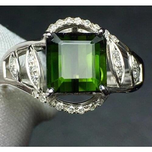 Fine Jewelry Real Pure 18 K Gold Jewelry 100% Natural Green Tourmaline Gemstones 2.1ct Diamonds Males Wedding Fine Mans Rings