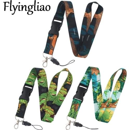 Monkey Chimpanzee Leopard Animals Lanyard Badge ID Mobile Phone Rope Key Lanyard Neck Straps Accessories webbings ribbons Gifts