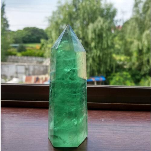 Natural Green Fluorite Point Healing crystal Stone Obelisk For Home Decoration