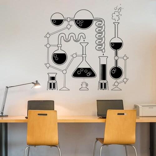 Science Beakers Wall Decal Vinyl Teacher School Classroom Funny Education Atom Wall Sticker Science Wall Decor Wallpapaer C376