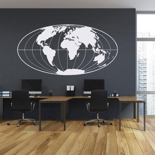 Modern World Map Wall Sticker Vinyl Home Decor Living Room Bedroom Office Travel Agency Decals Removable Interior Murals A351
