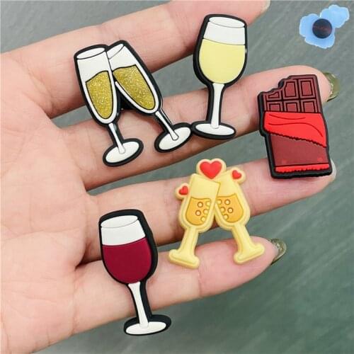 1Pcs Beer Red Wine Chocolate Bottle Shoe Decoration Shoe Accessories Croc Charms for Bracelets Backpack Jibz Kids X-mas Gifts